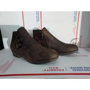 LONDON FOG Women's Tommy Ankle Boot BROWN COWBOY distressed SIZE 8.5 M - #00p